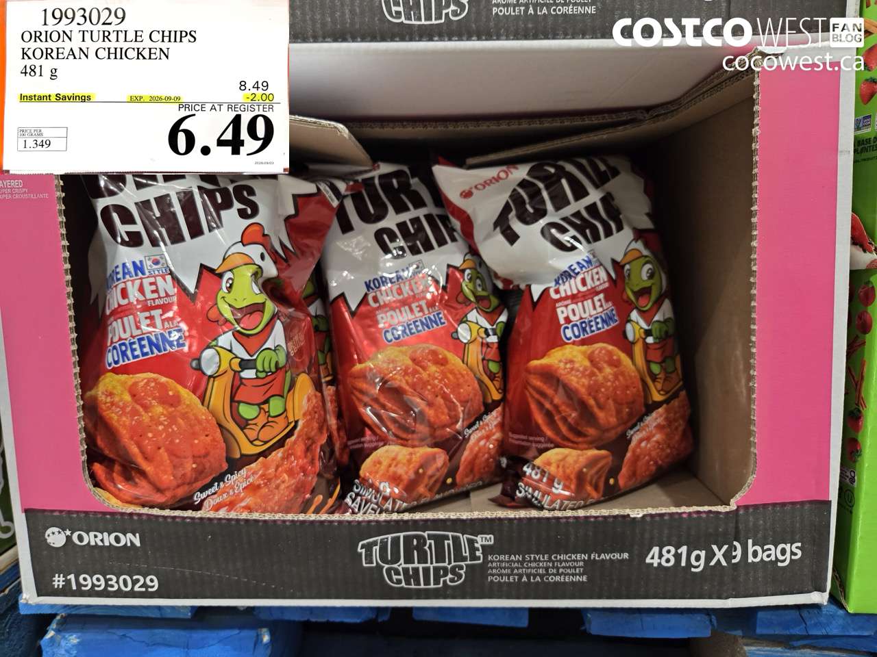orion turtle chips korean chicken 481 g