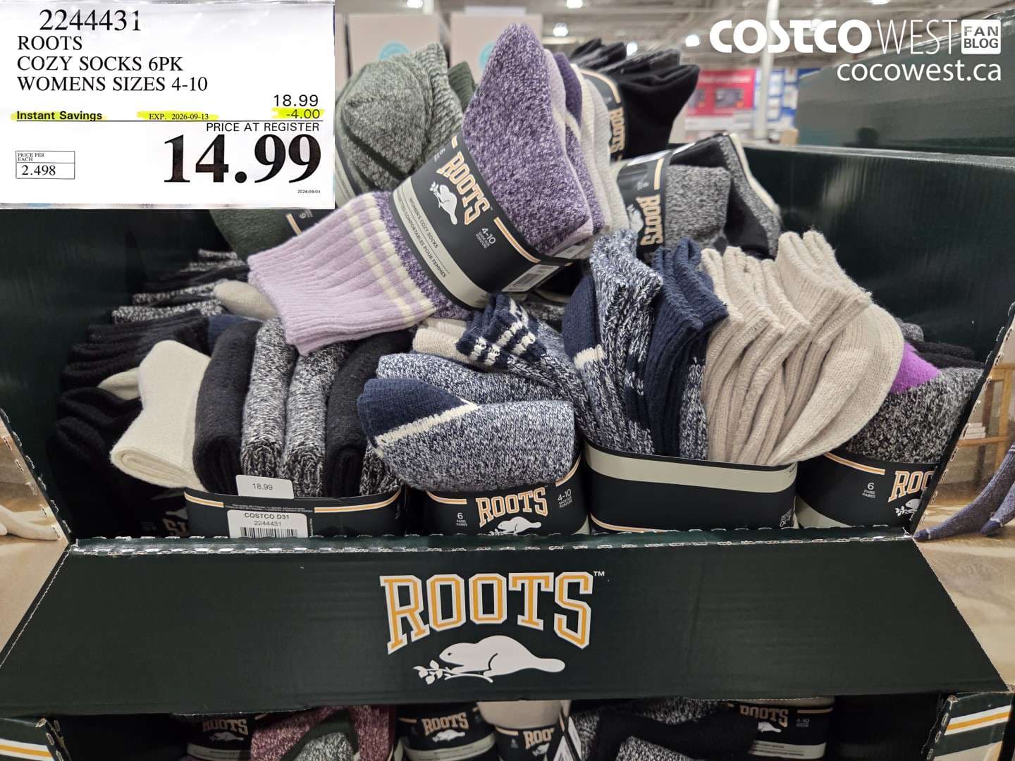 roots cozy socks 6pk womens sizes 410