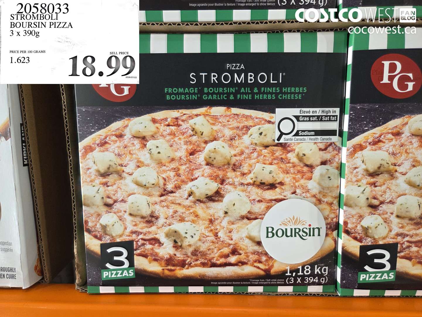 stromboli boursin pizza 3 x 390g