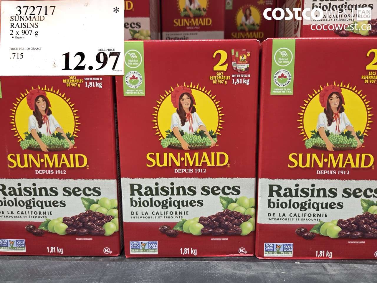 sunmaid raisins 2 x 907 g