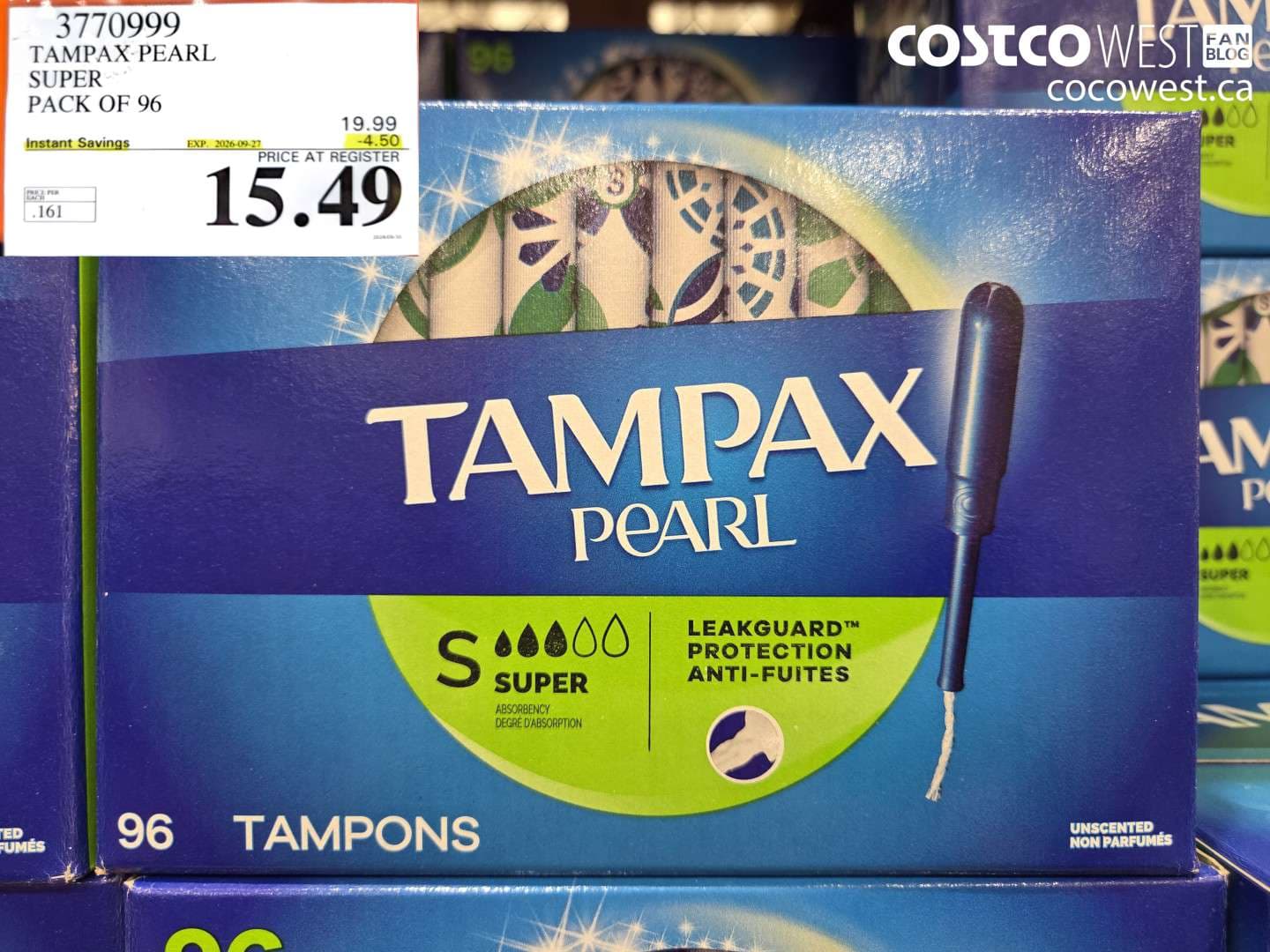 tampax pearl super pack of 96