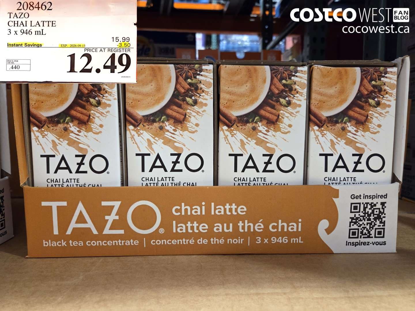 tazo chai latte 3 x 946 ml
