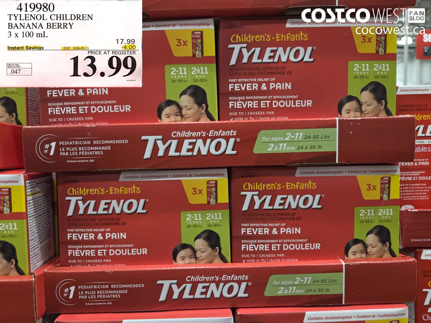 tylenol children banana berry 3 x 100 ml
