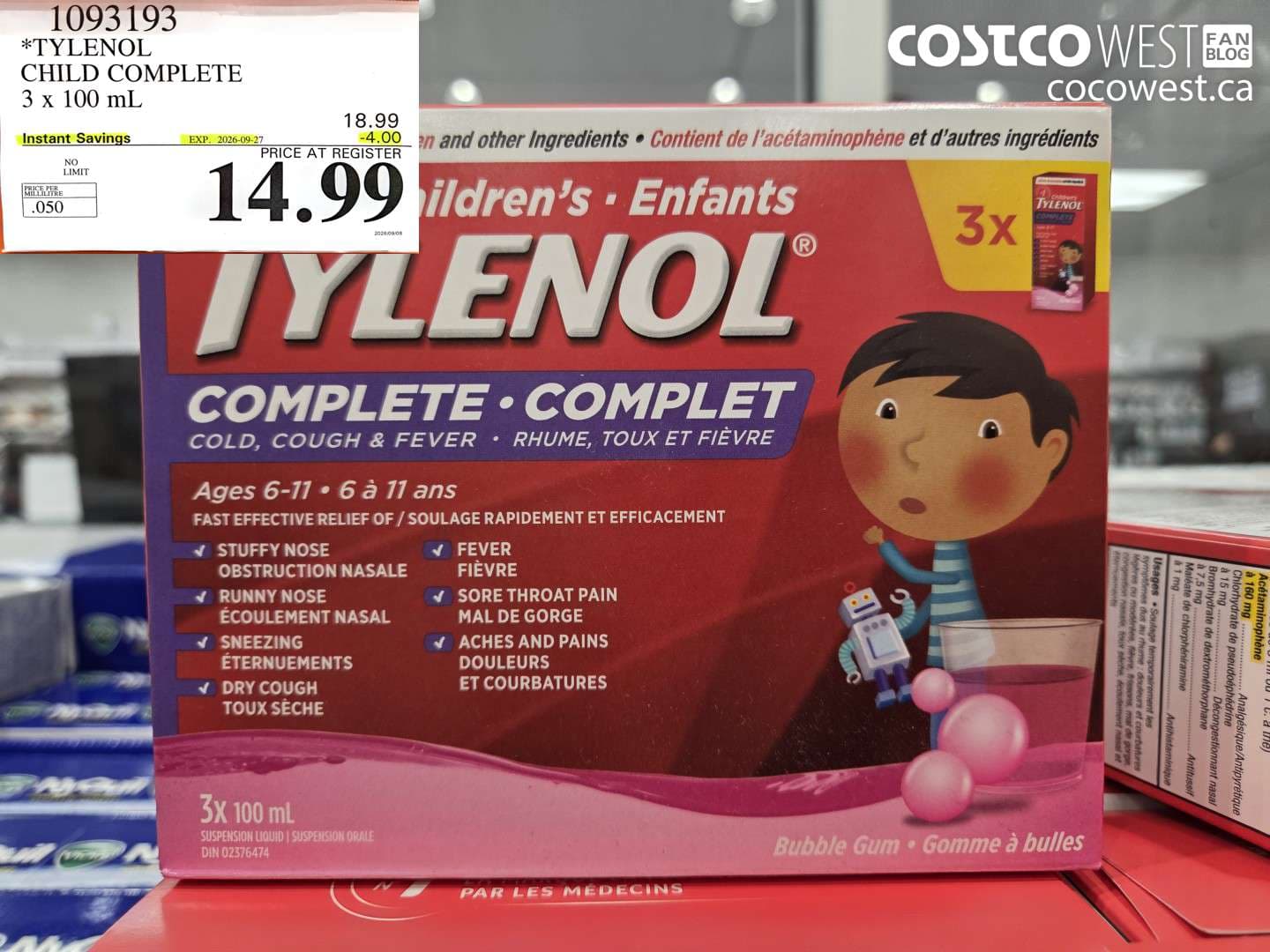 tylenol child complete 3 x 100 ml