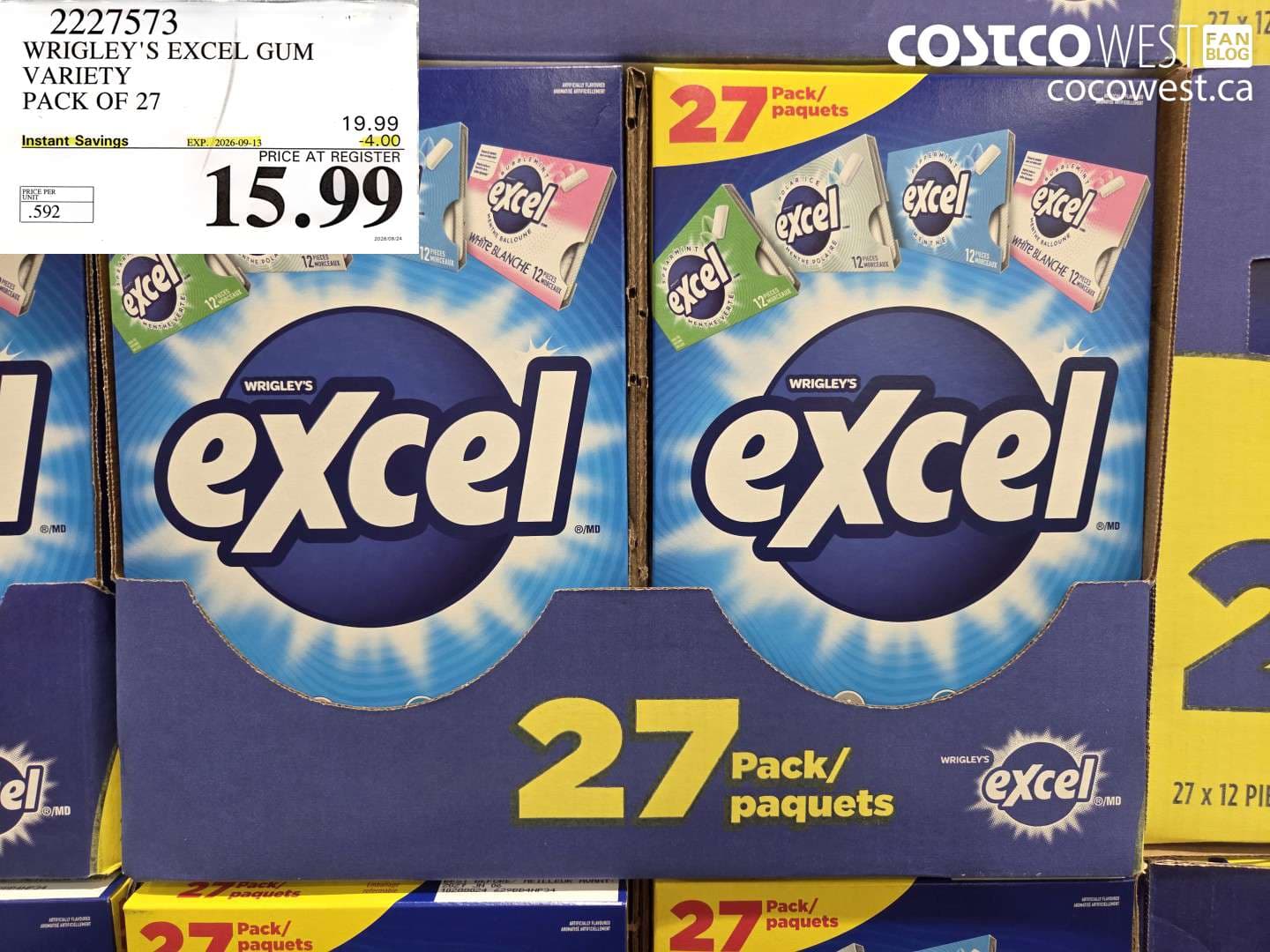 wrigleys excel gum variety pack of 27