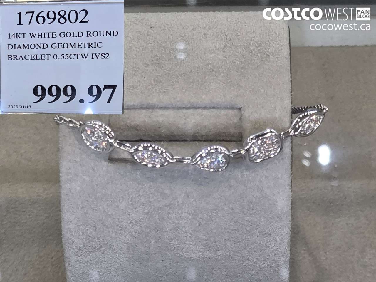 14kt white gold round diamond geometric bracelet 055ctw ivs2