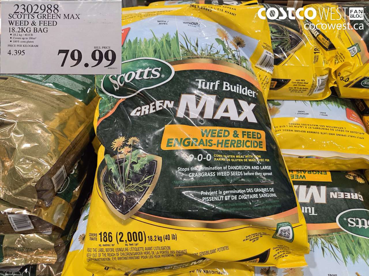 scotts green max weed feed 182kg bag