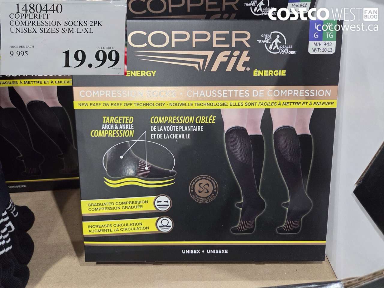 copperfit compression socks 2pk unisex sizes smlxl
