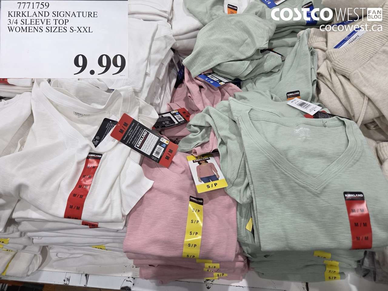 kirkland signature 34 sleeve top womens sizes sxxl