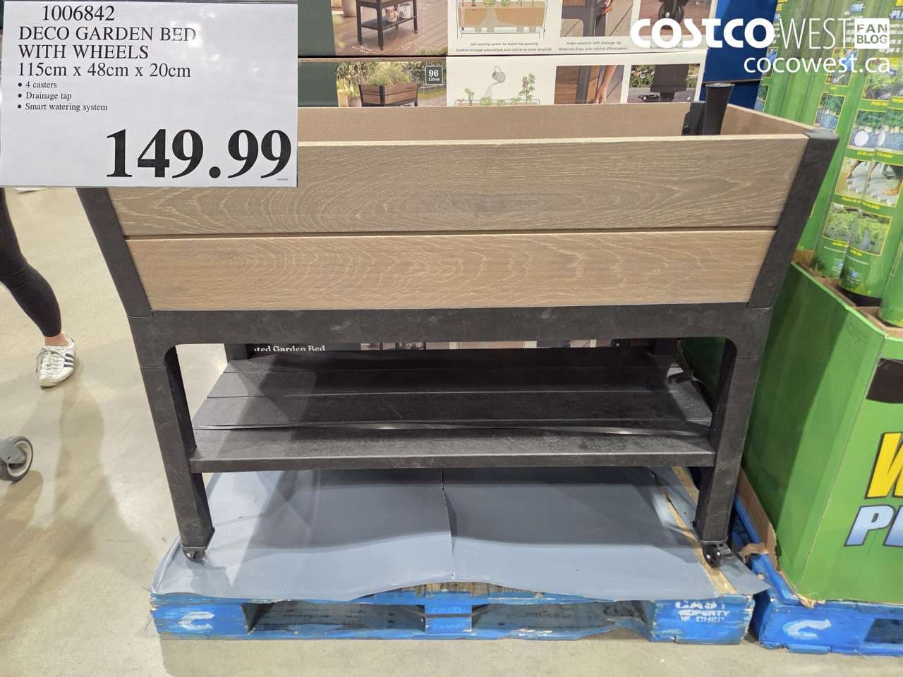 deco garden bed with wheels 115cm x 48cm x 20cm