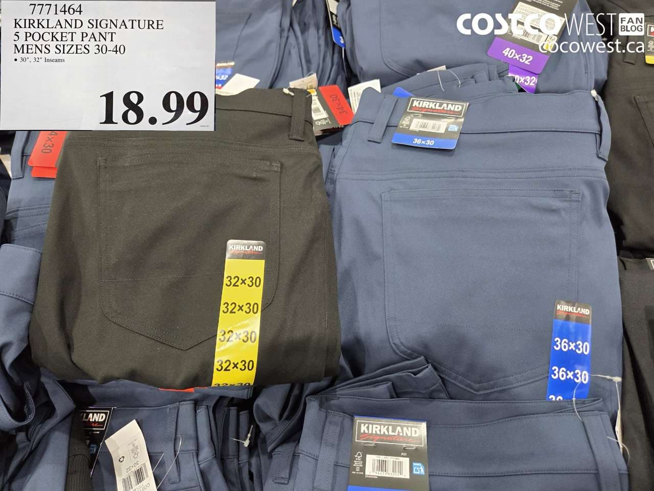 kirkland signature 5 pocket pant mens sizes 3040