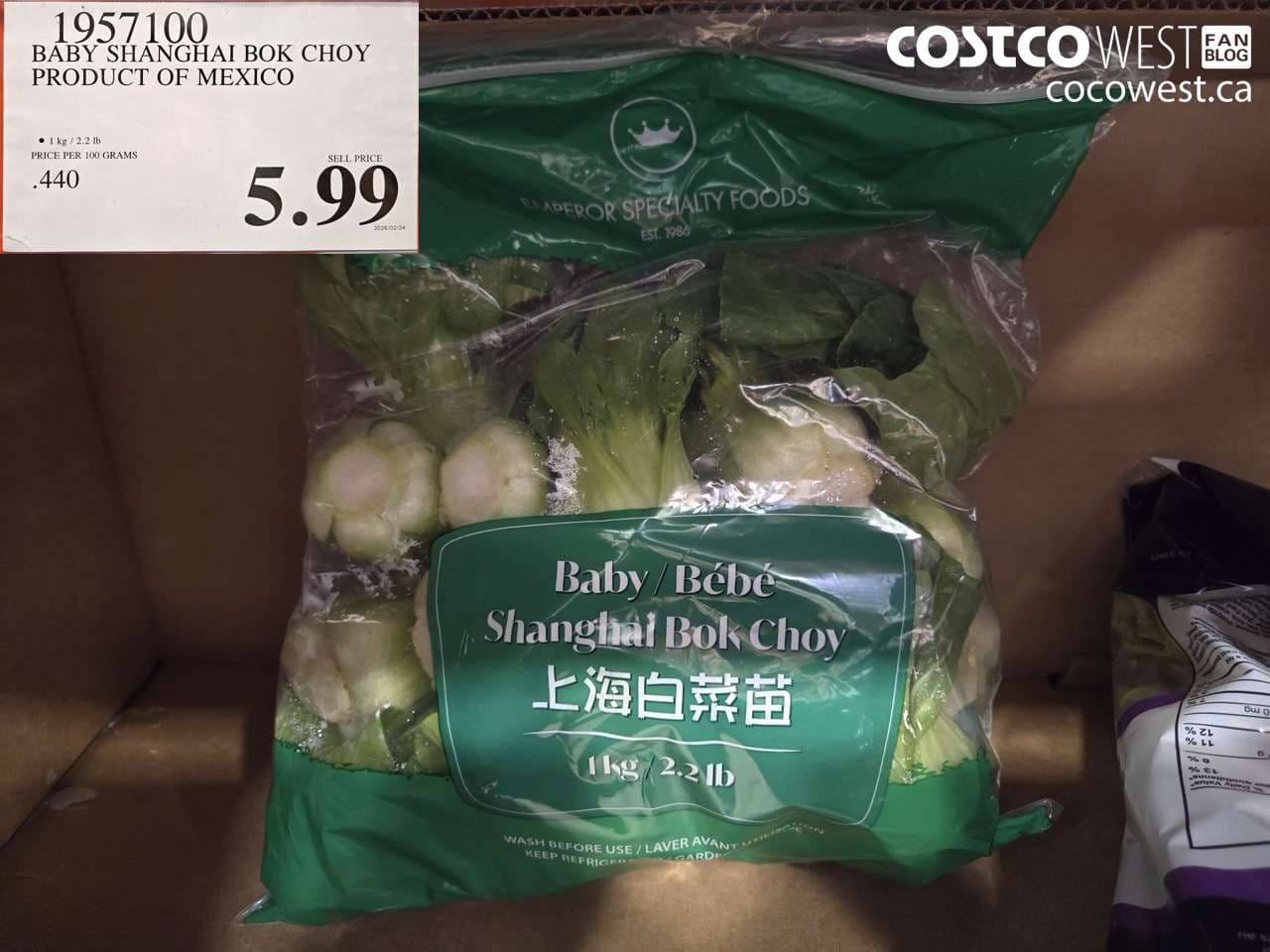 baby shanghai bok choy product of mexico