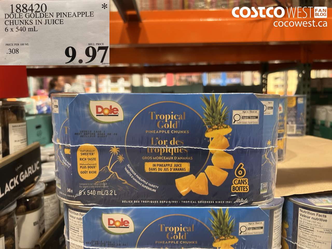dole golden pineapple chunks in juice 6 x 540 ml