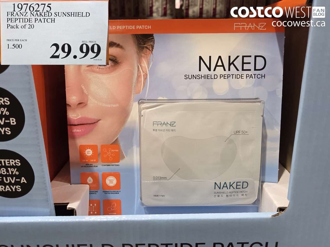 franz naked sunshield peptide patch pack of 20