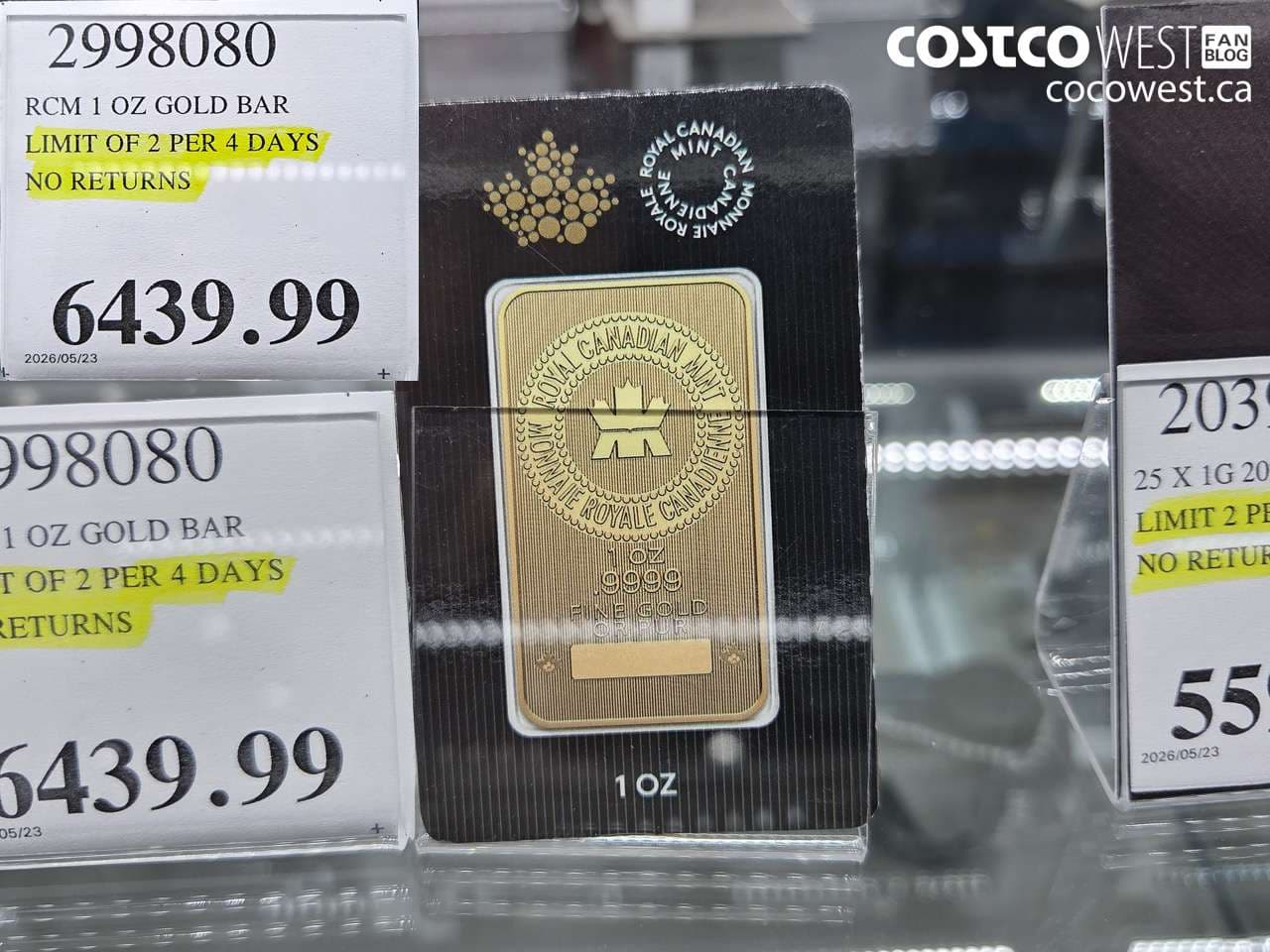 rcm 1 oz gold bar limit of 2 per 4 days no returns