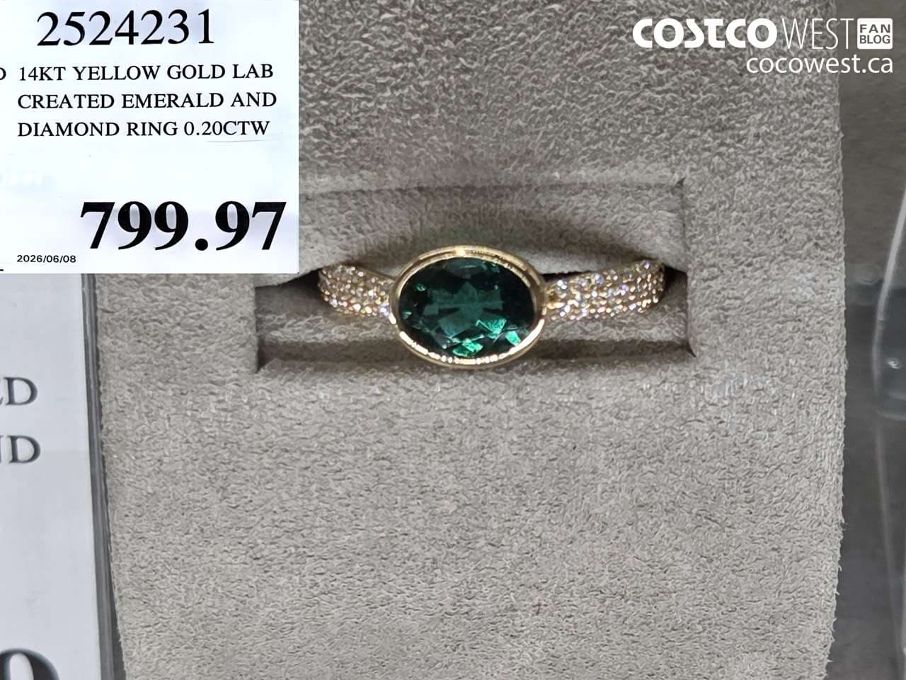 14kt yellow gold lab created emerald and diamond ring 020ctw