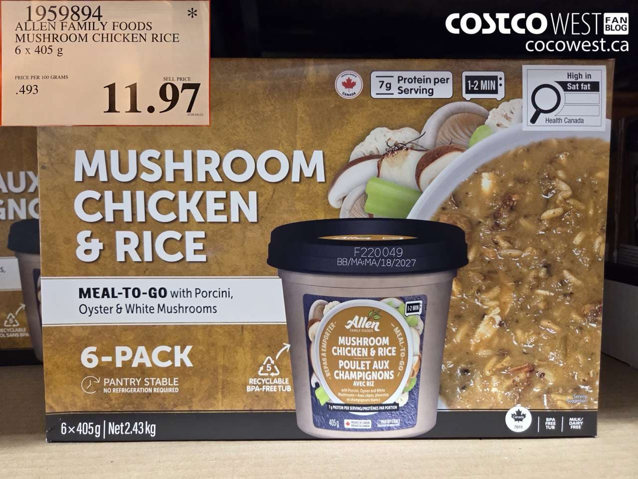 allen family foods mushroom chicken rice 6 x 405 g