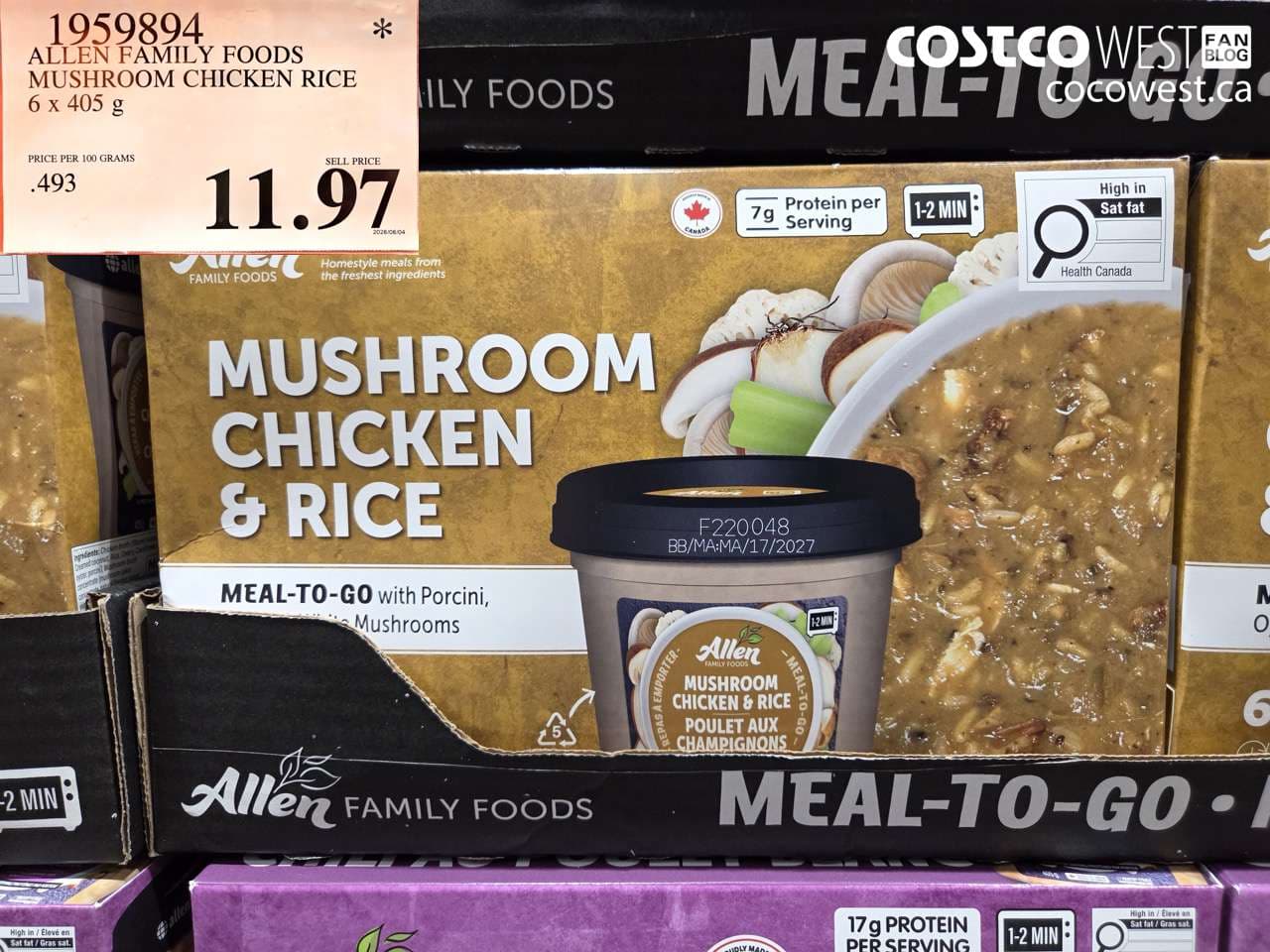 allen family foods mushroom chicken rice 6 x 405 g