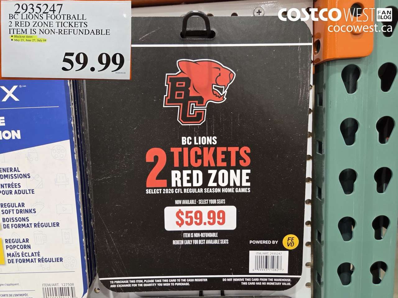bc lions football 2 red zone tickets item is nonrefundable
