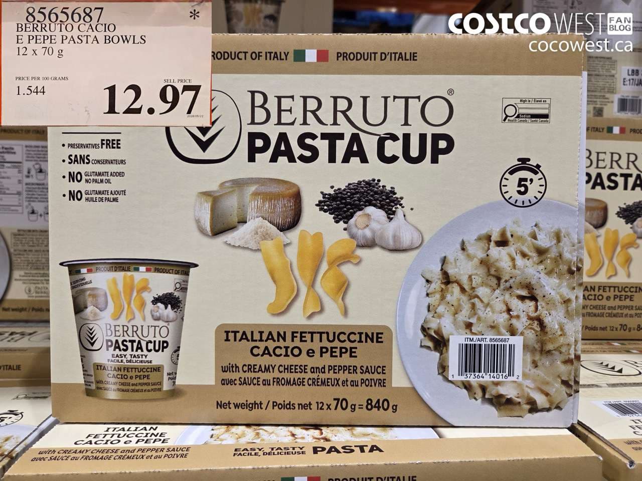 berruto cacio e pepe pasta bowls 12 x 70 g