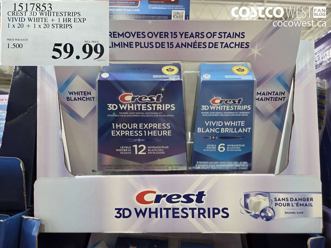 crest 3d whitestrips vivid white 1 hr exp 1 x 20 1 x 20 strips