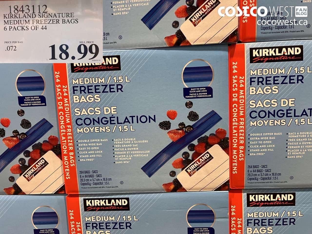 kirkland signature medium freezer bags 6 packs of 44