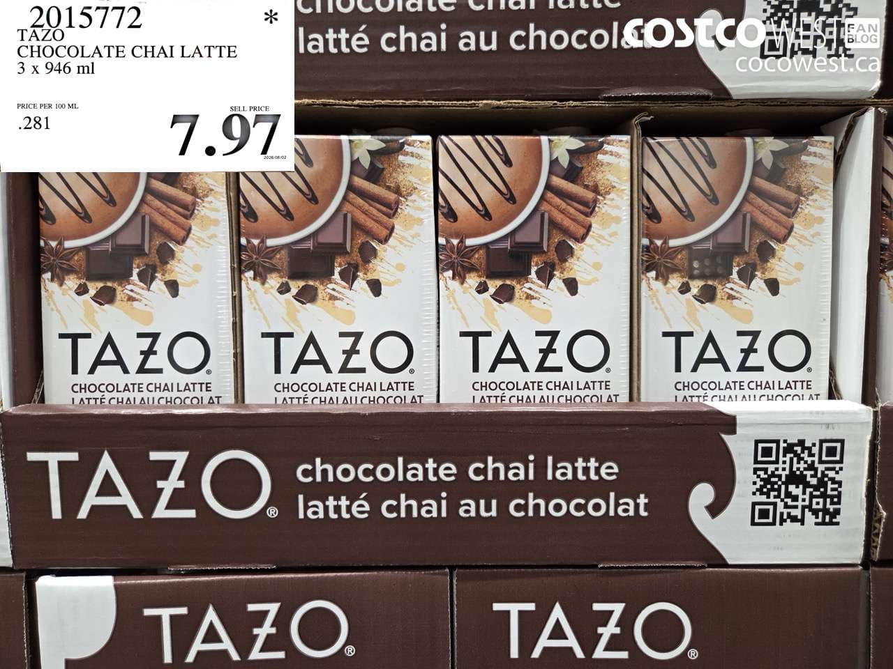 tazo chocolate chai latte 3 x 946 ml