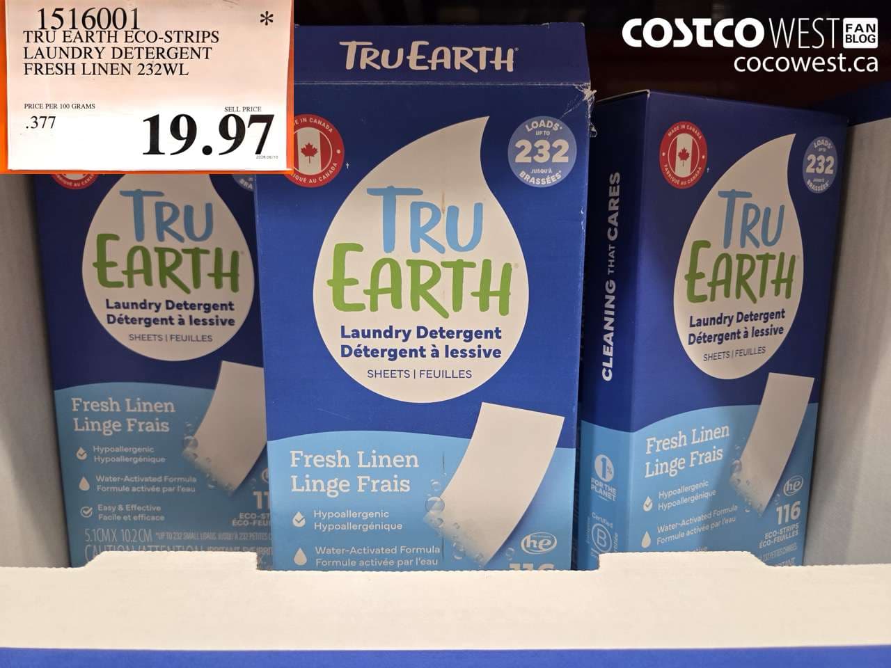 tru earth ecostrips laundry detergent fresh linen 232wl