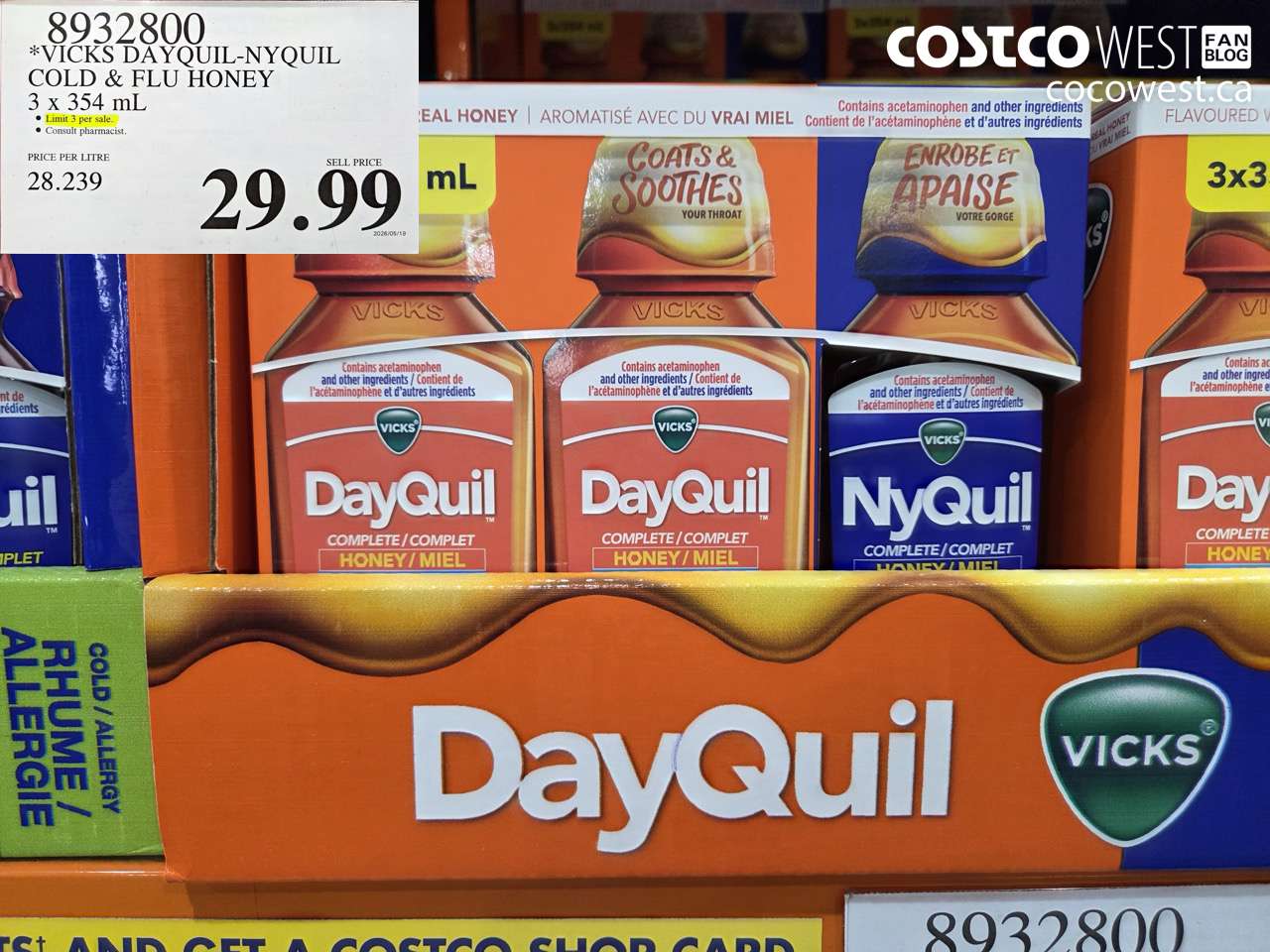 vicks dayquilnyquil cold flu honey 3 x 354 ml