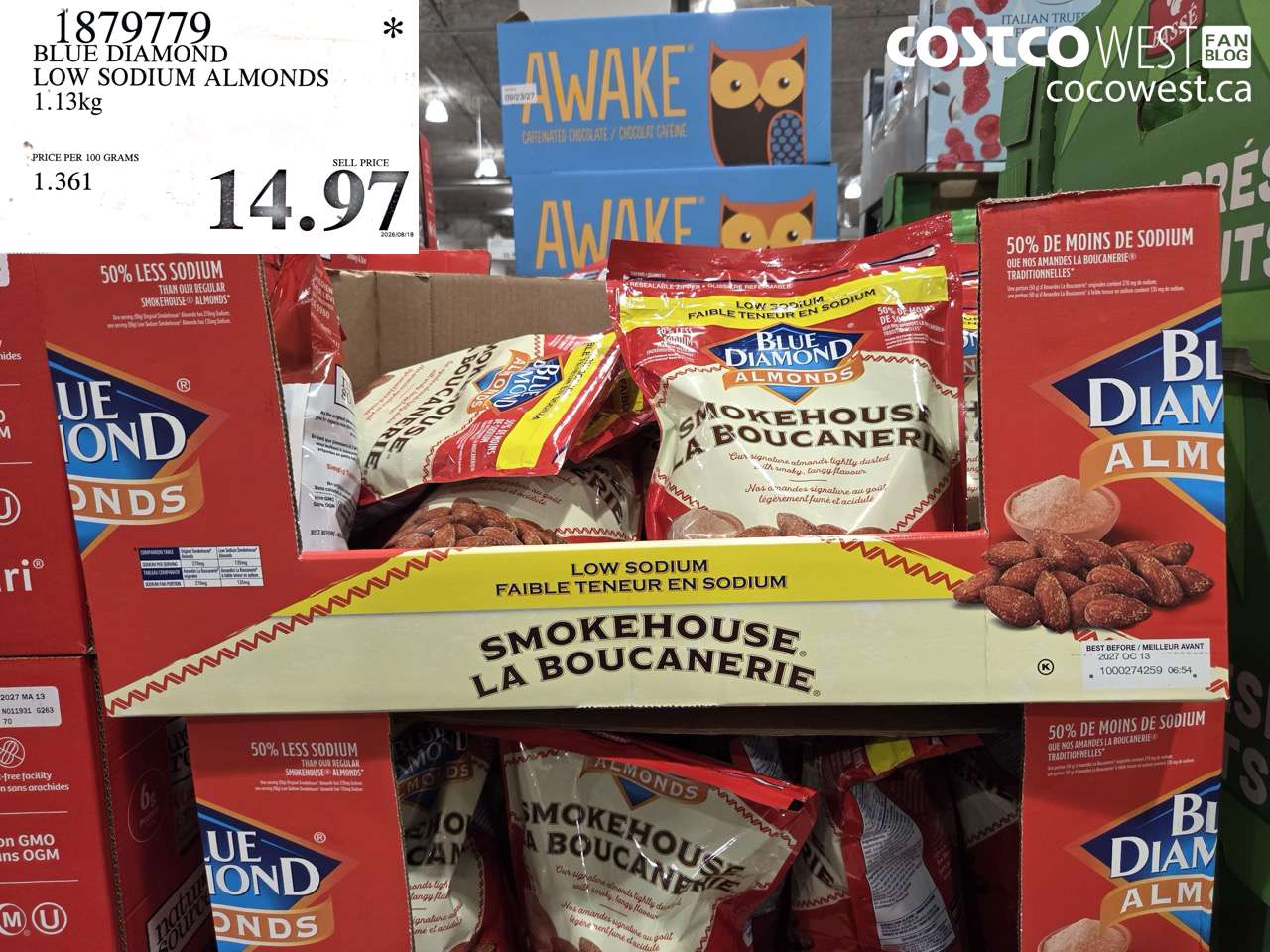 blue diamond low sodium almonds 113kg