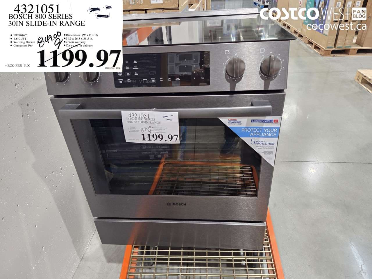 bosch 800 series 30in slidein range