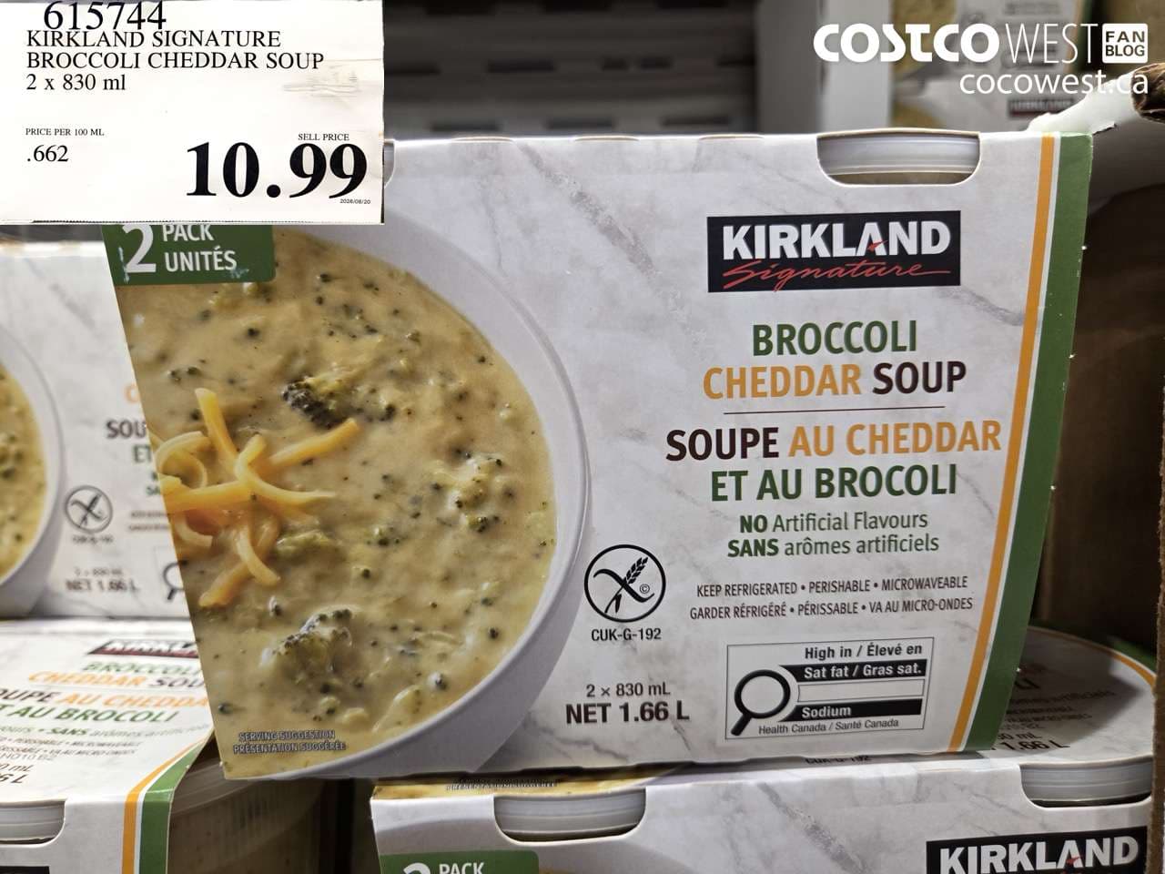 kirkland signature broccoli cheddar soup 2 x 830 ml