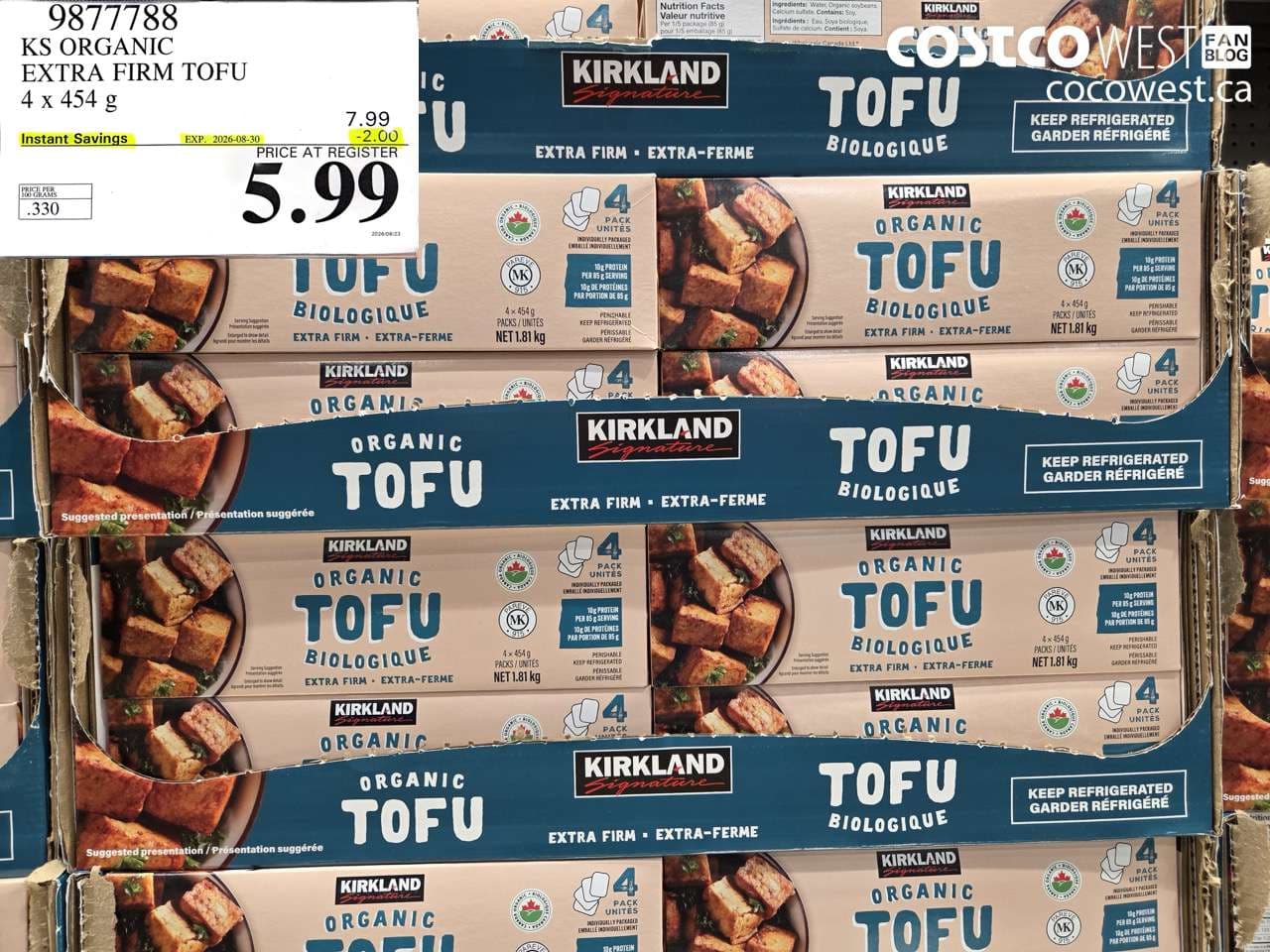 KS ORGANIC EXTRA FIRM TOFU 4 X 454 G