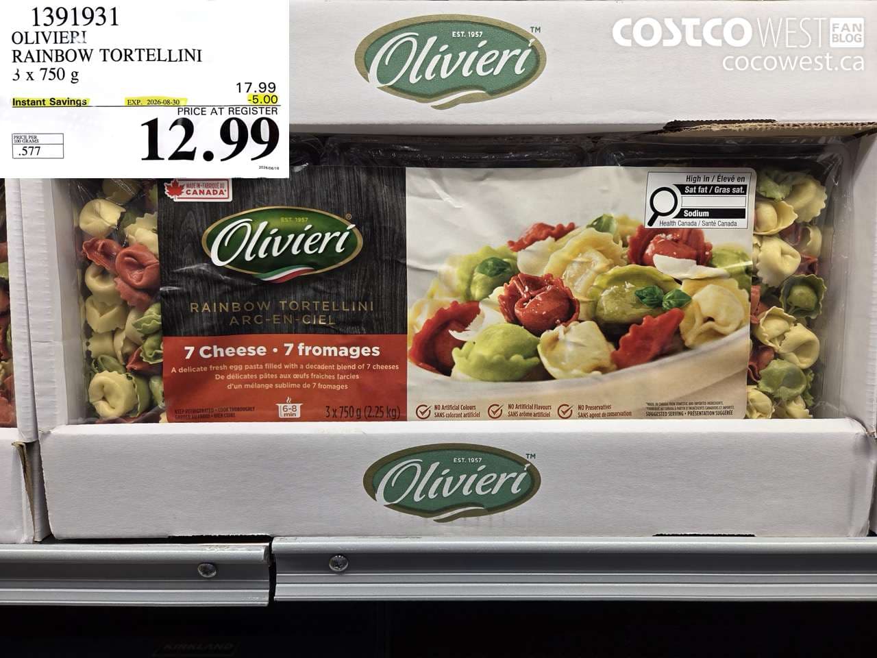 OLIVIERI RAINBOW TORTELLINI 3 X 750 G