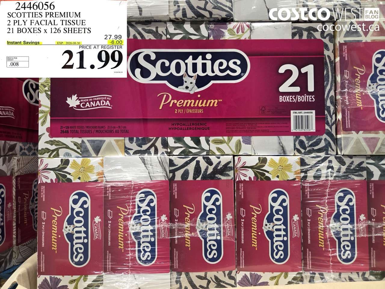 SCOTTIES PREMIUM 2 PLY FACIAL TISSUE 21 BOXES X 126 SHEETS