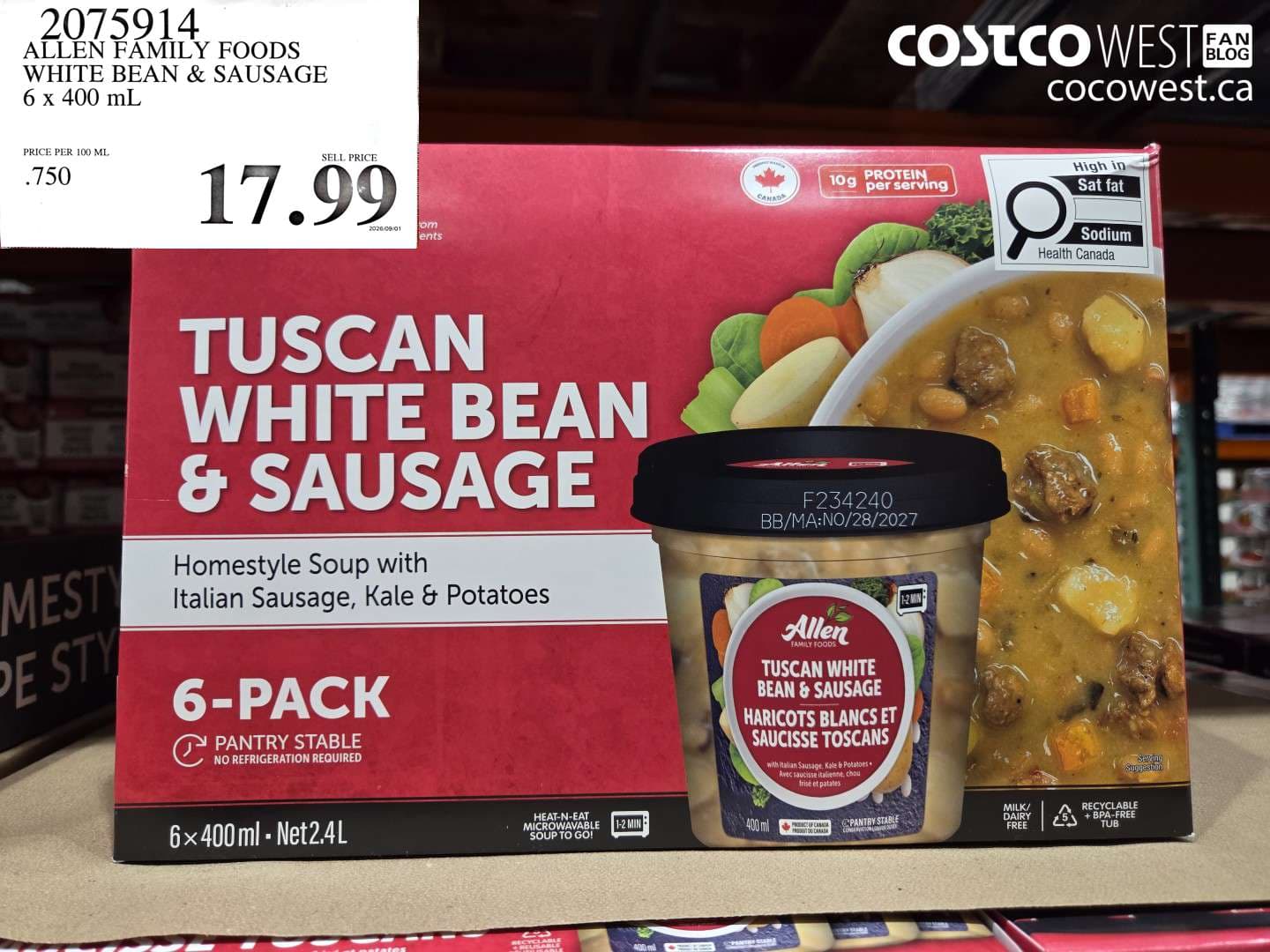 allen family foods white bean sausage 6 x 400 ml