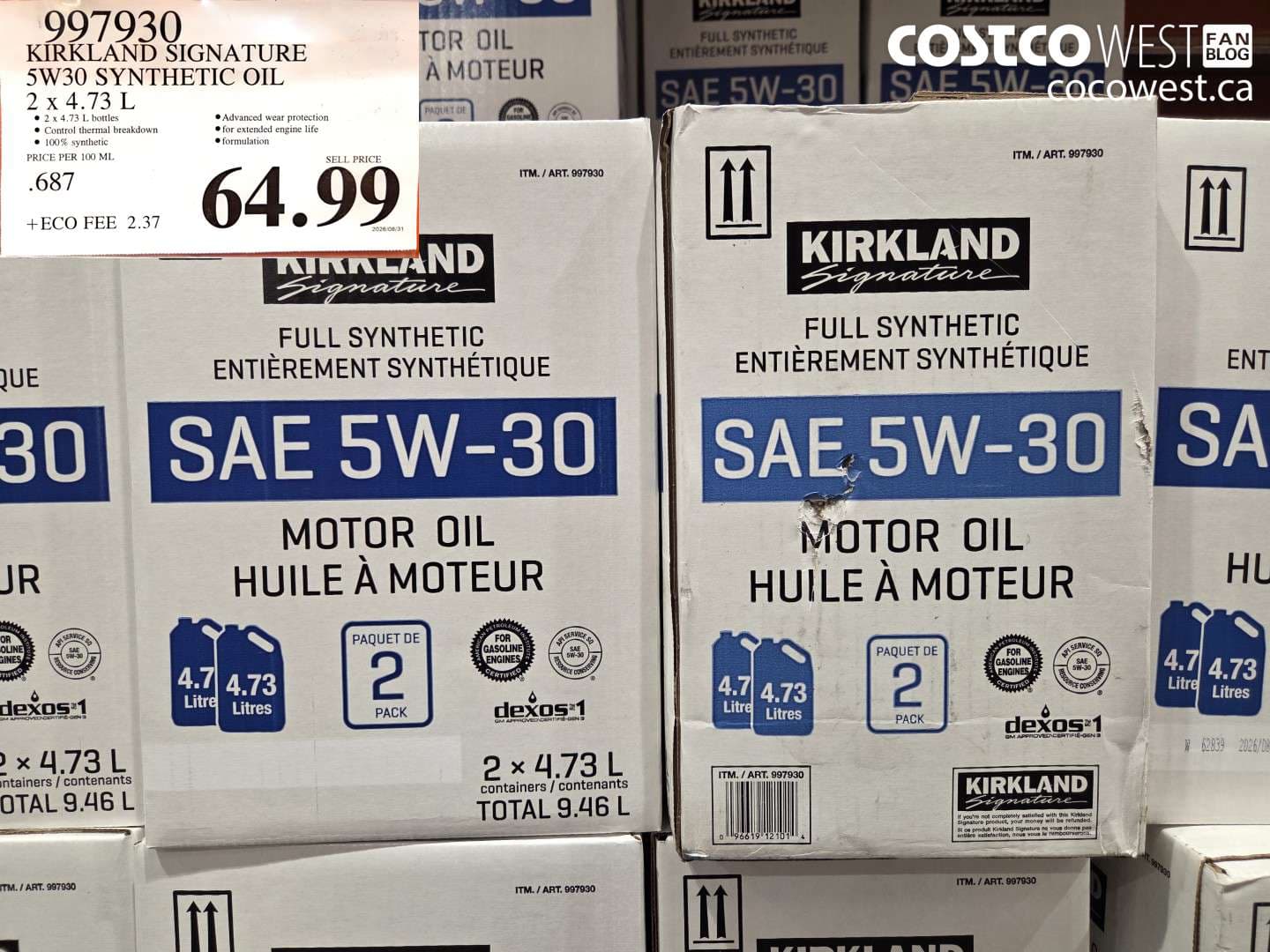 kirkland signature 5w30 synthetic oil 2 x 473 l
